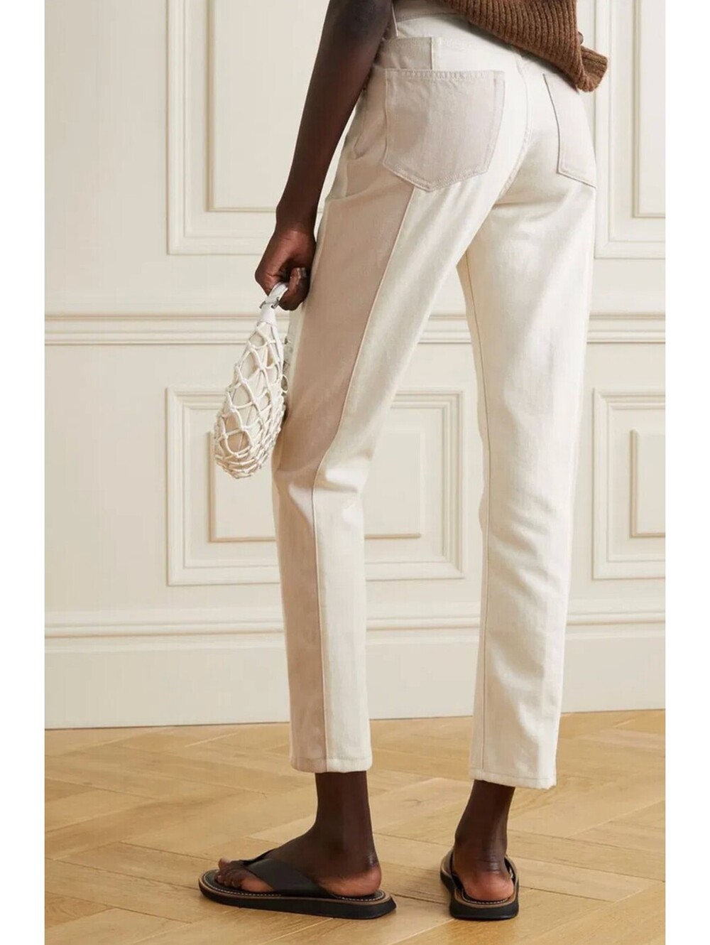 Reformation Cynthia Tonal Reworked High Rise Straight Jeans Two Tone Clay, US 25